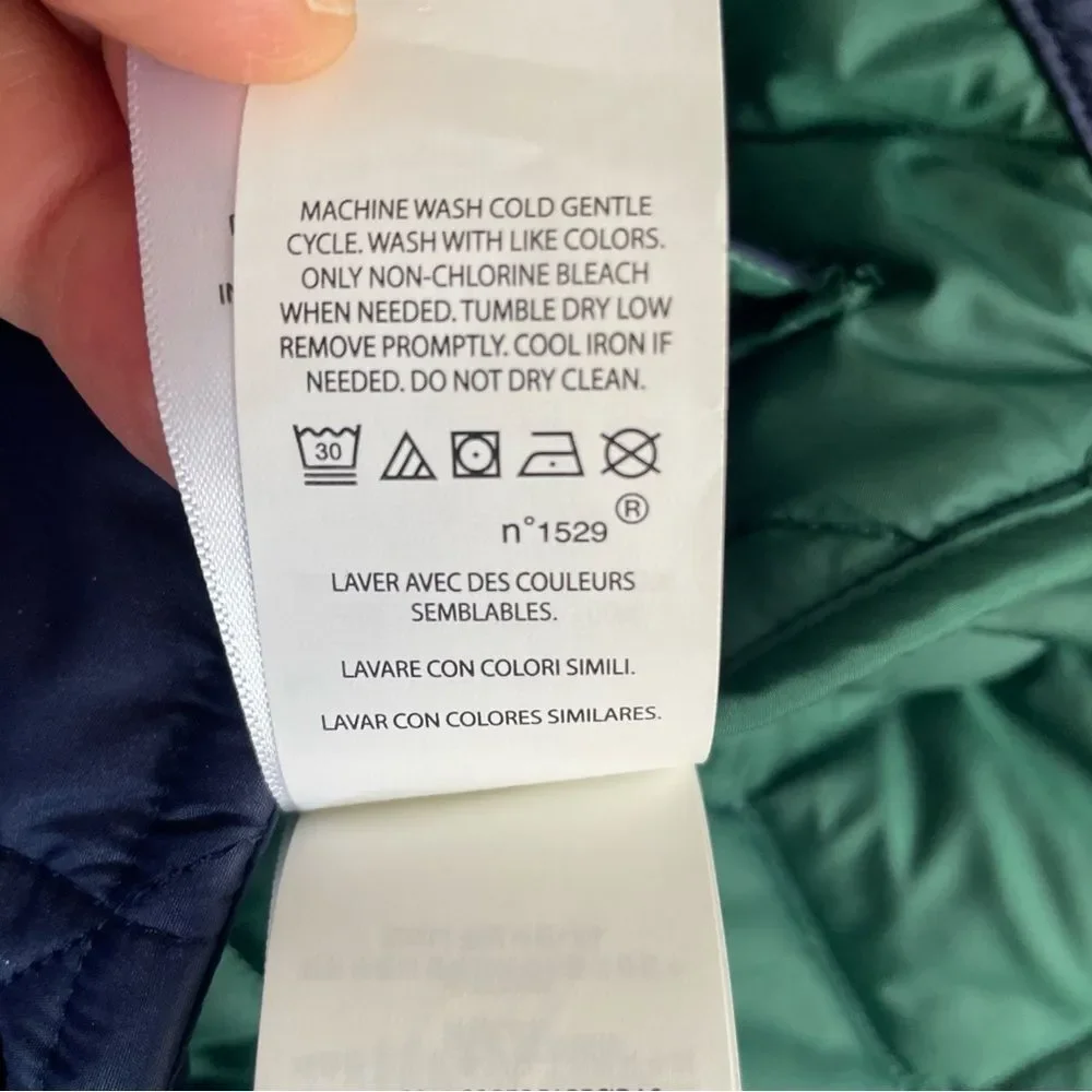 Polo Ralph Lauren Boys L Navy Water Resistant Diamond Quilted Vest Navy Blue